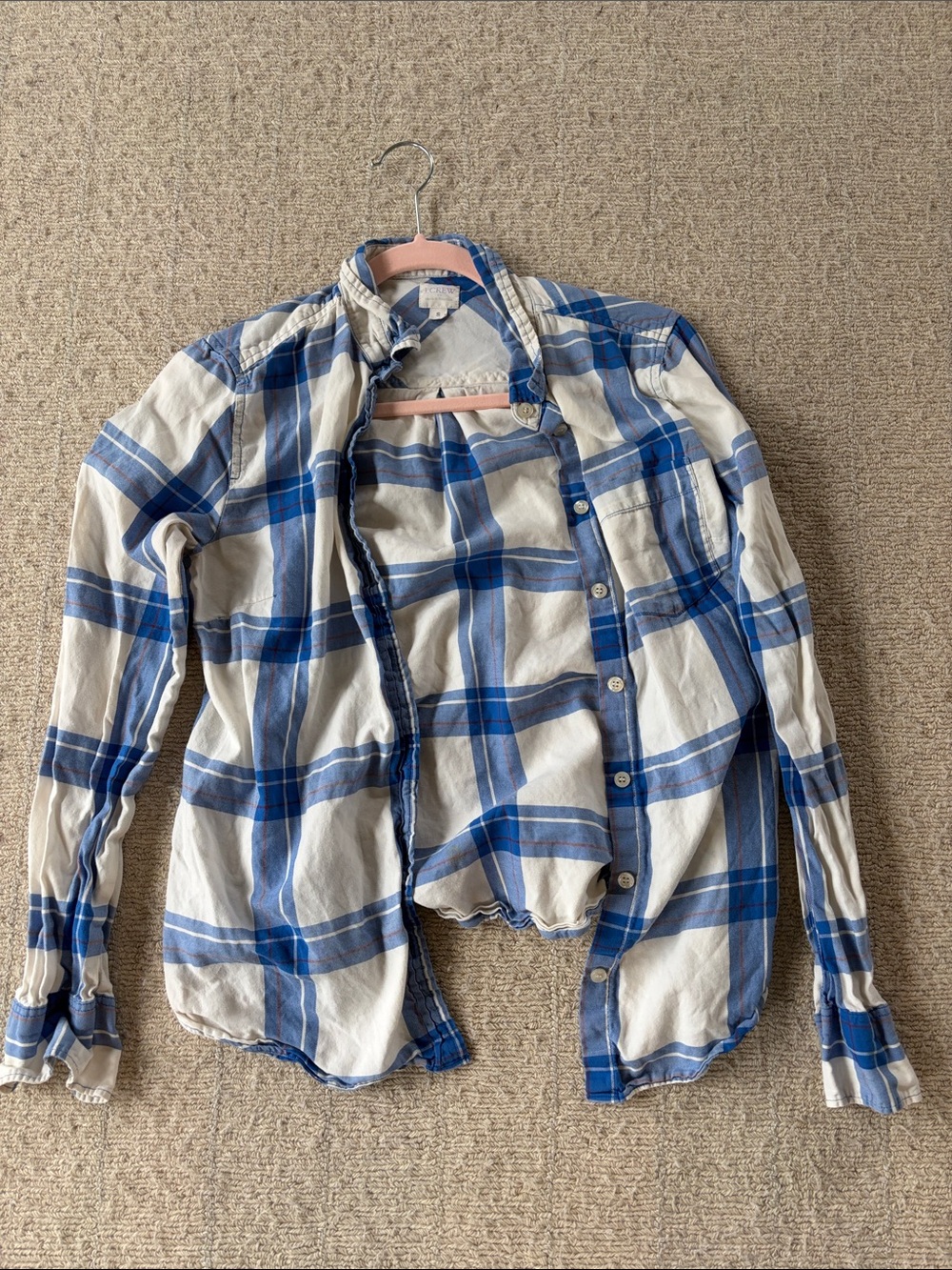 J. Crew Blue and White Plaid Button-Down Shirt